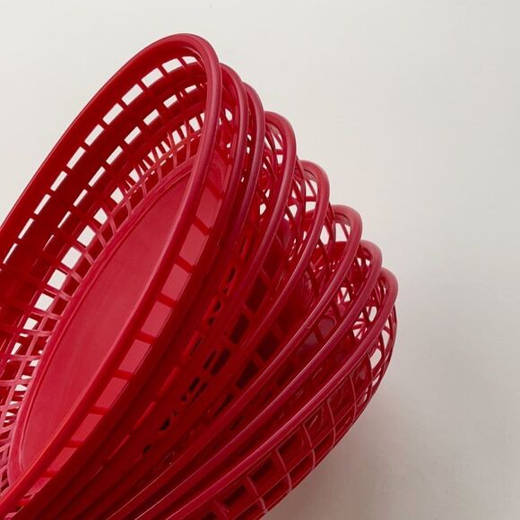 Set of 8 Red Plastic Hot Dog, French Fries, Burger, Taco Old School Food… - Picture 3 of 3